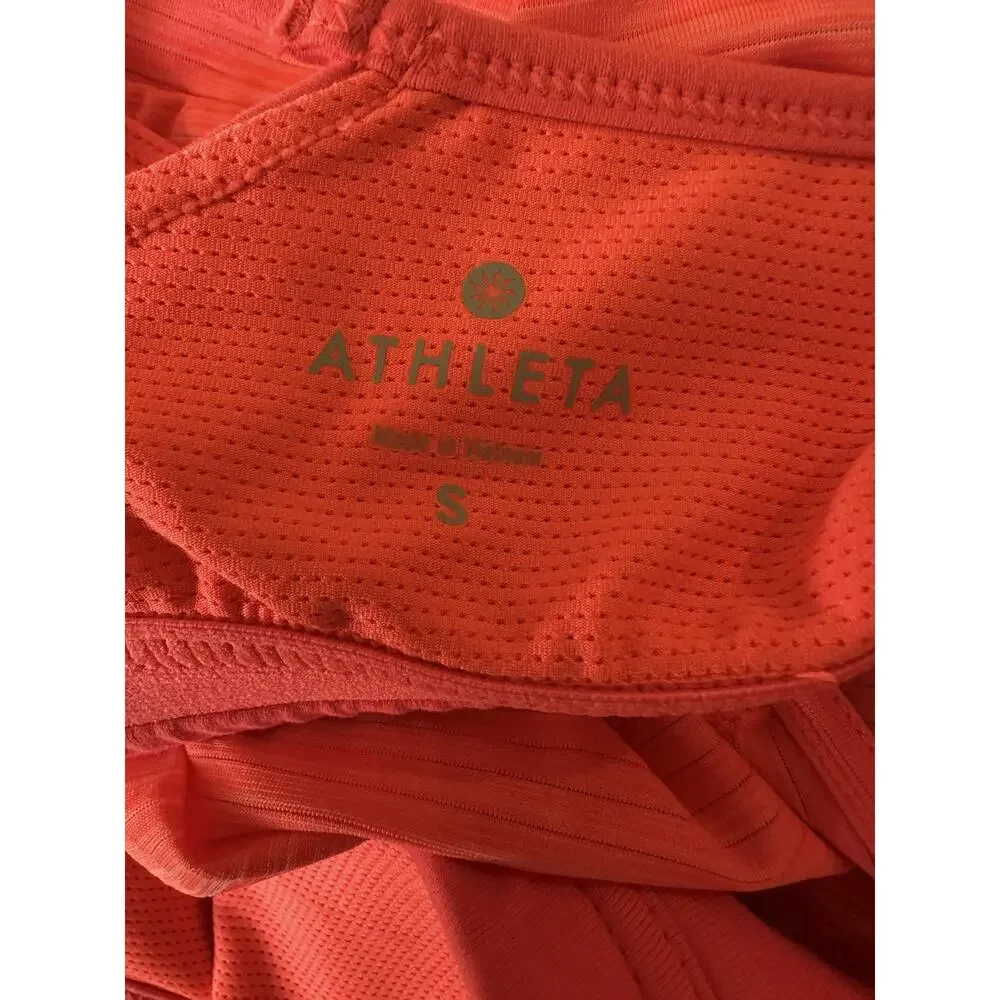 Athleta Shadow Stripe Energize Tank Top Built-In-Bra Neon Orange Size Small - Picture 8 of 11